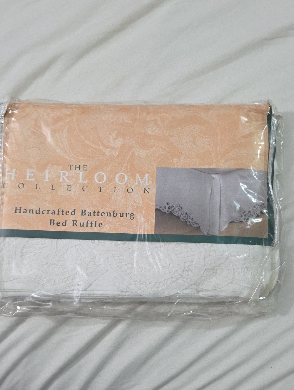 The Heirloom Collection White Handcrafted Battenburg Bed Ruffle